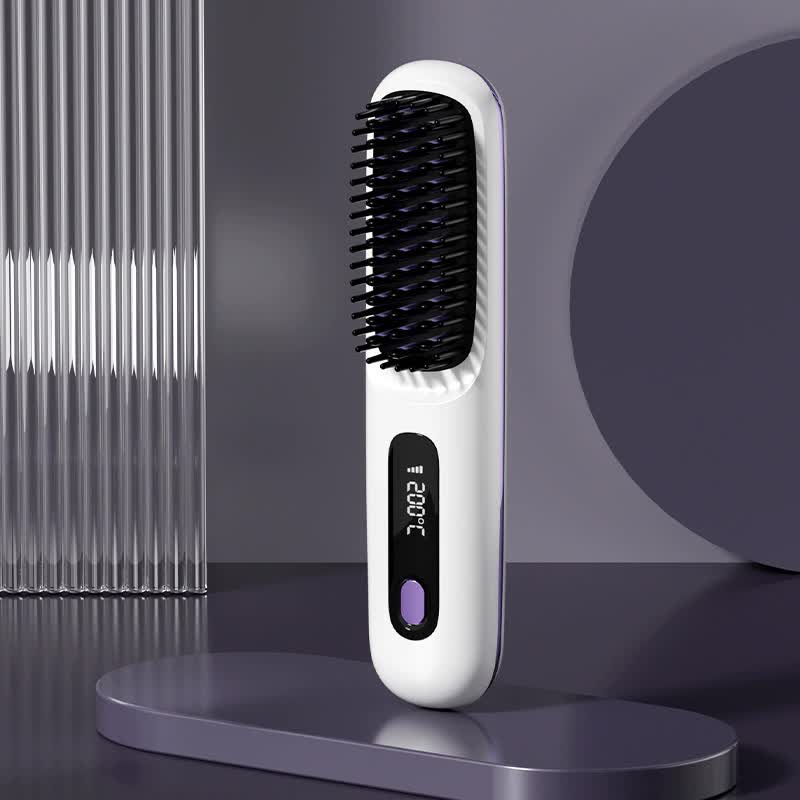Wireless Hair Straightening Brush - Compact and Rechargeable Styling Tool