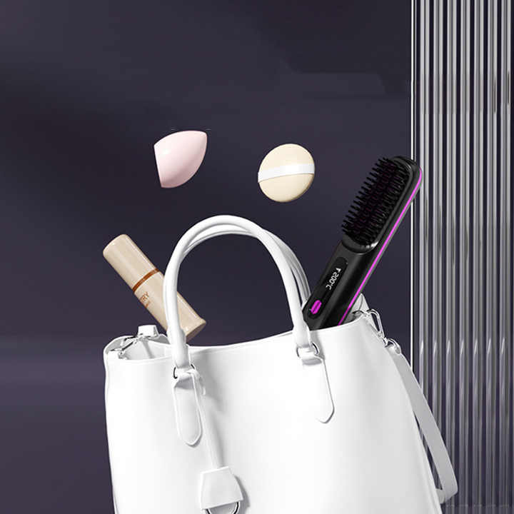 Wireless Hair Straightening Brush - Compact and Rechargeable Styling Tool