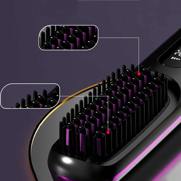 Wireless Hair Straightening Brush - Compact and Rechargeable Styling Tool